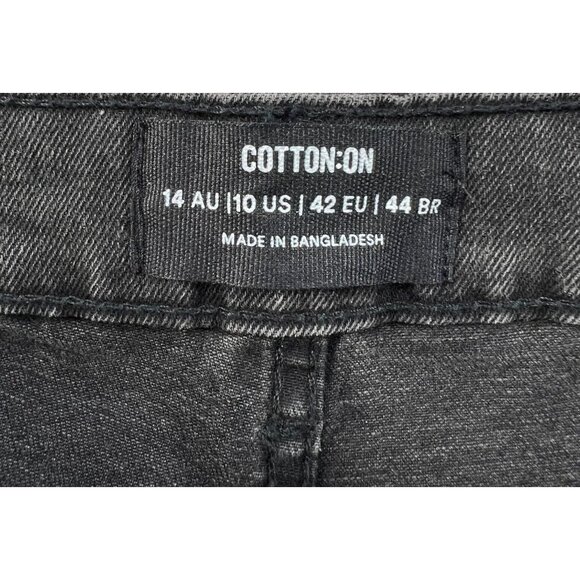 Cotton On Mom Jeans Womens Size 10 Black Denim Stretch Pockets Distressed  New - Picture 3 of 10